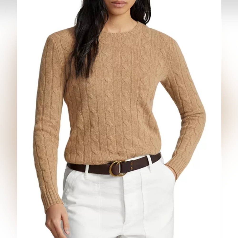 100% cashmere Ralph Lauren pull over sweater in tan